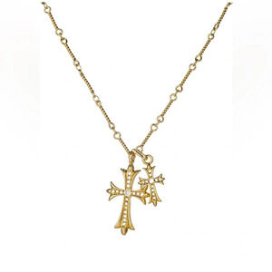 Dual  Cross Pendant Necklace - 14K Gold Plated